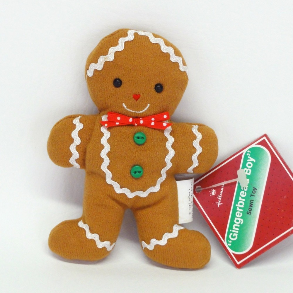 Vintage Hallmark Gingerbread Boy 1985 Sewn Toy Plush 5 Inch Christmas With Tags